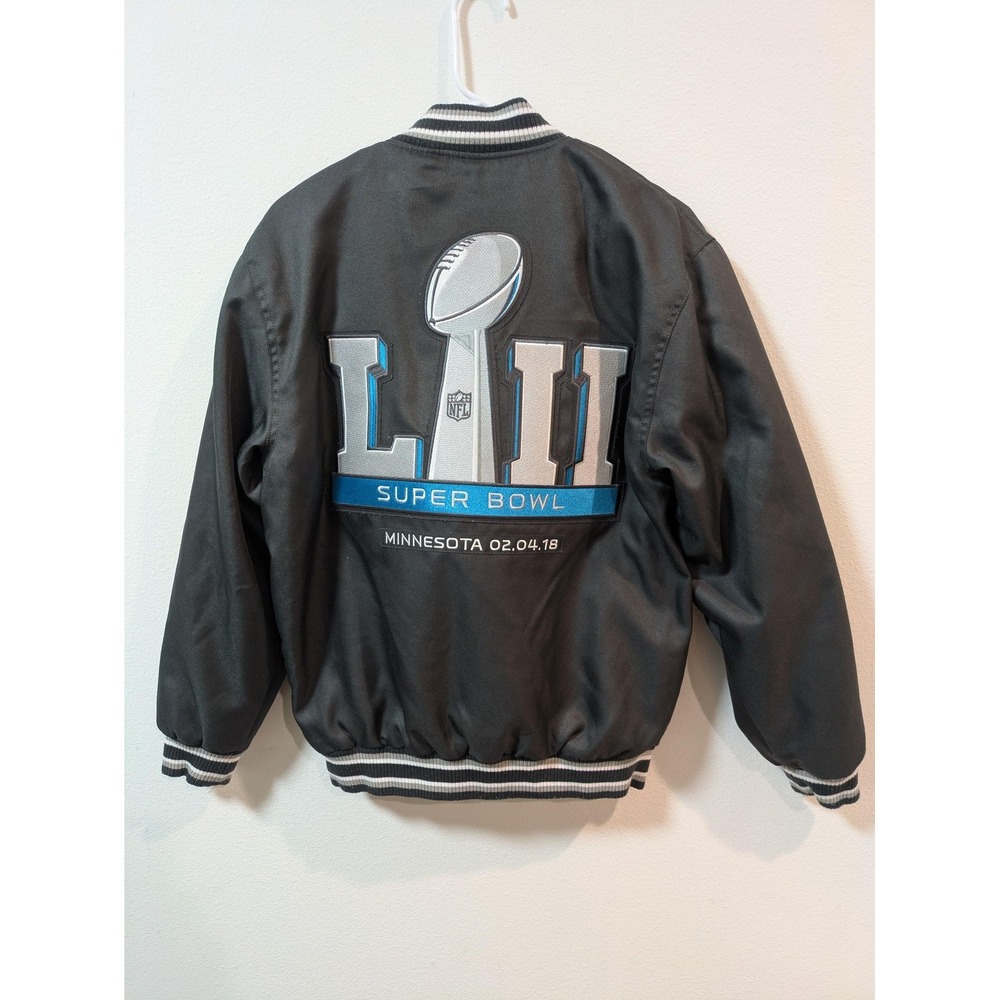 Super Bowl LII Jacket Mens Small Black NFL Football Team Apparel Minnesota